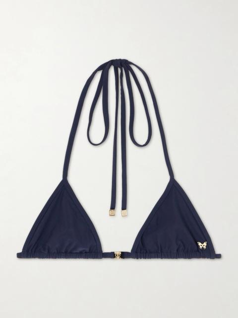 Coeur Embellished Triangle Halterneck Bikini Top