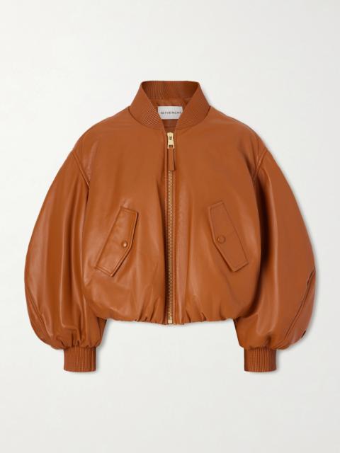 Padded Leather Bomber Jacket