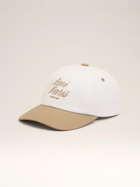 BEIGE AND WHITE BICOLOR COTTON AMI PARIS CAP