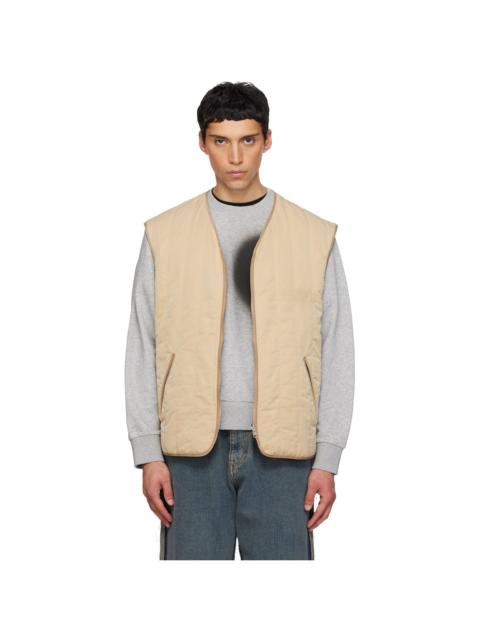 Beige Quilted Reversible Vest