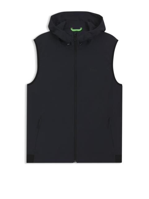 WATER-REPELLENT HOODED GILET WITH MICRO-WAFFLE STRUCTURE