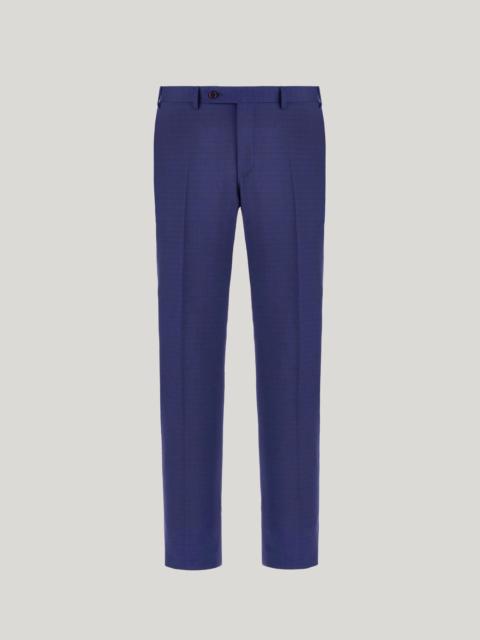 BLUE WOOL REGULAR-FIT PANTS WITH MICRO-DESIGN