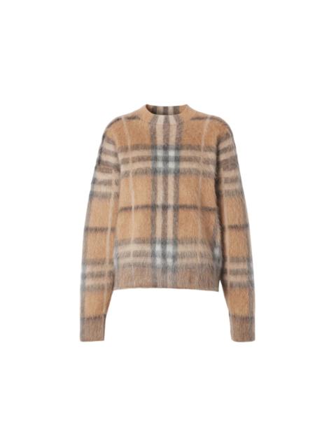 Burberry Womens Check Jacquard Woven Sweater Beige