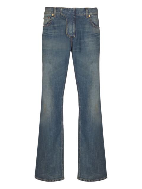 washed-effect straight-leg jeans