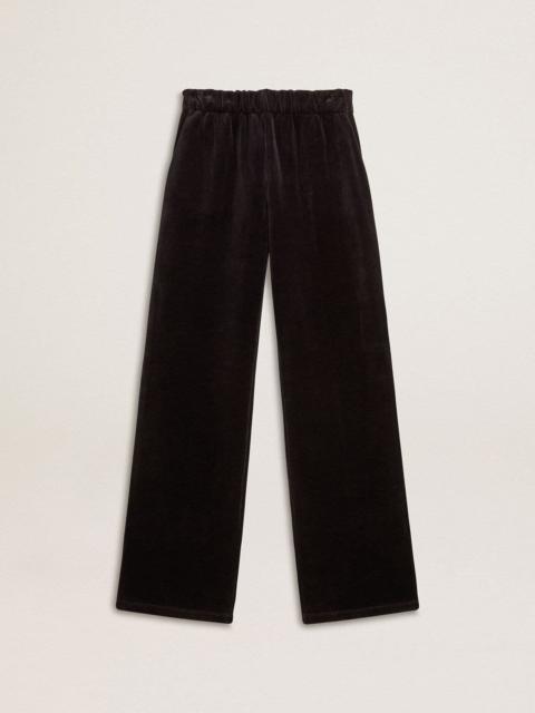 Women's joggers in velvet-effect cotton blend