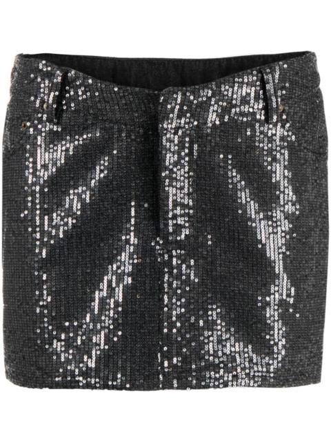 sequin twill mini skirt