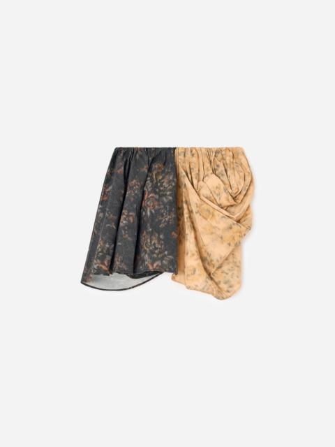 Printed Stretch Cotton Draped Mini Skirt