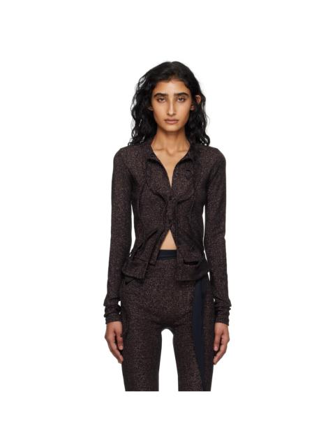 Brown Double Closure Rib Cardigan