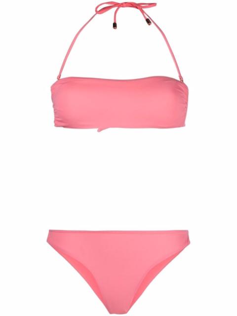 halterneck bandeau bikini set