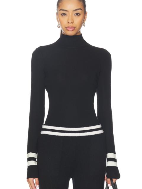Superfine Merino Striped Fitted Turtleneck