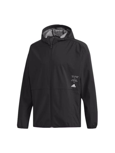 adidas M Id Trvl Wv Jk Windproof Sports Hooded Jacket Black ED1942