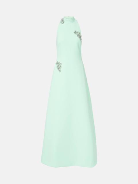 Priscilla embellished crêpe gown