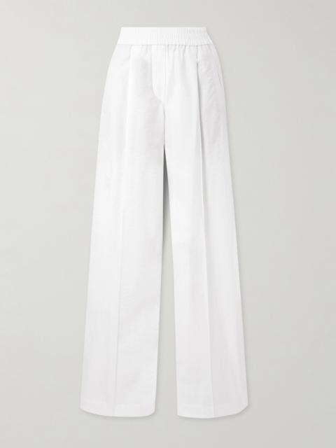 Pleated Cotton-blend Twill Wide-leg Pants