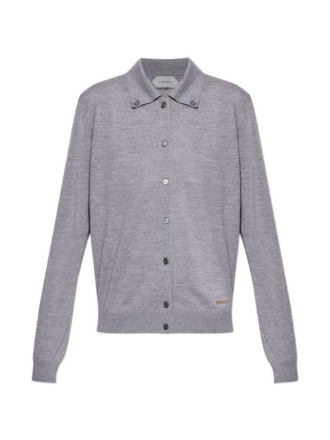 logo-embroidered buttoned cardigan