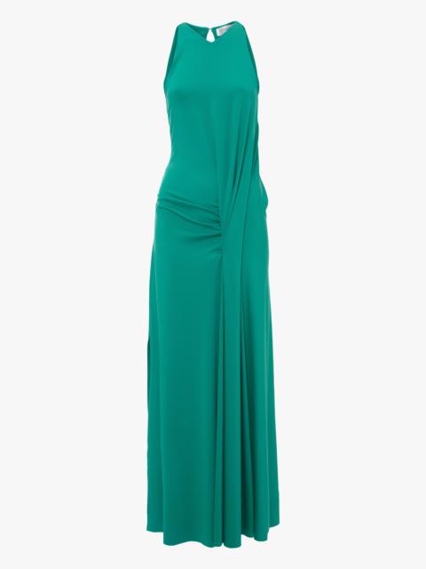 Sleeveless Drape Front Gown In Peacock