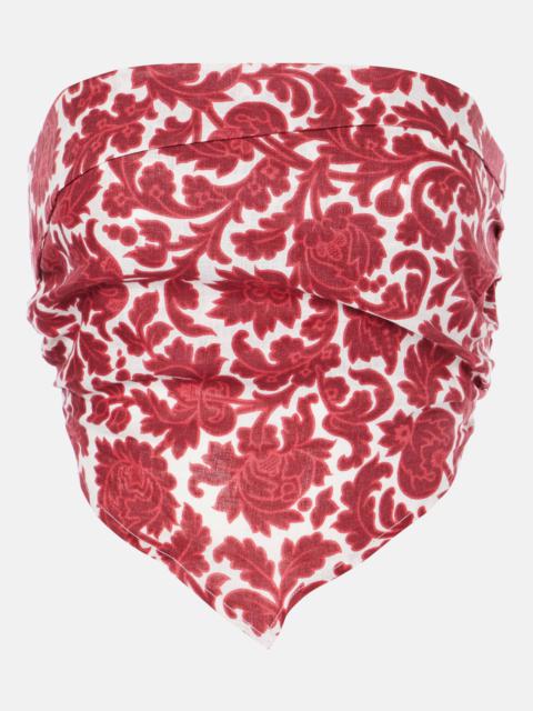 Antibes floral linen bandeau top