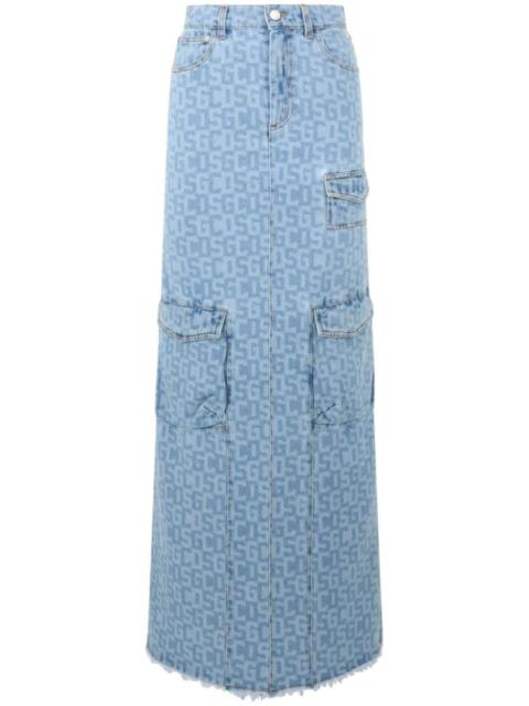 monogram denim skirt