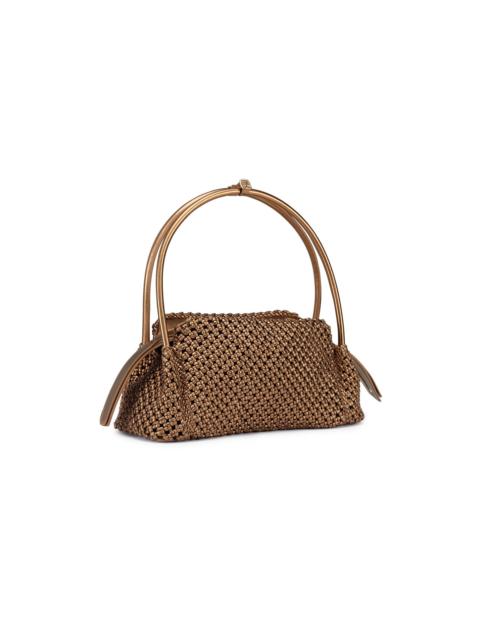 Gold woven leather shoulder bag