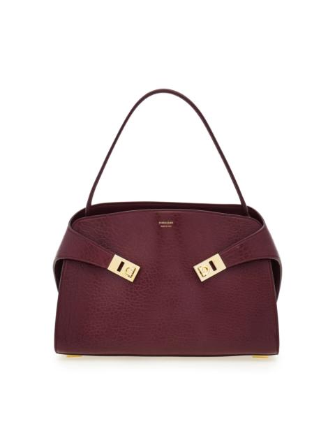 Small Hug Leather Shoulder Bag burgundy