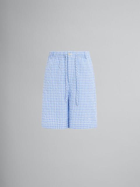 LIGHT BLUE AND WHITE GINGHAM SEERSUCKER SHORTS