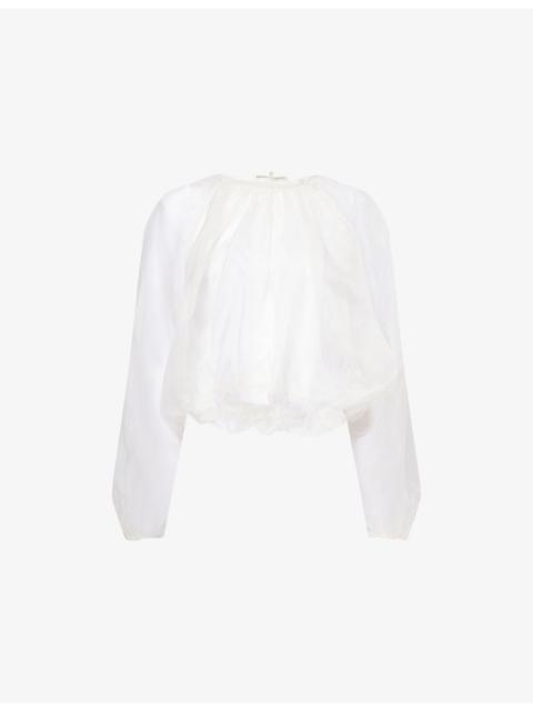 The Sheer Balloon Silk Blouse