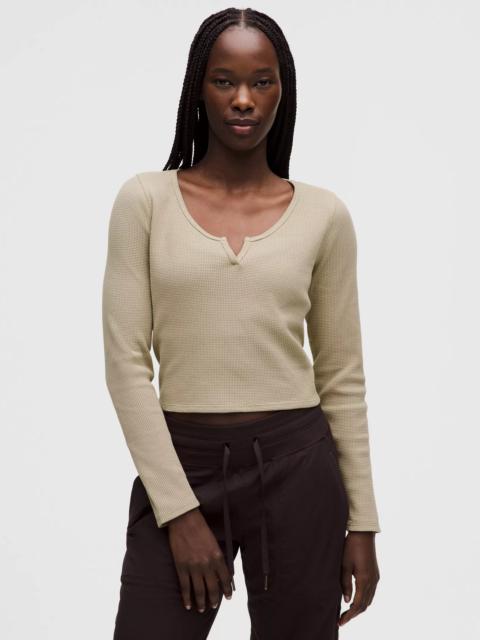 Cotton-Blend Henley Long-Sleeve Shirt