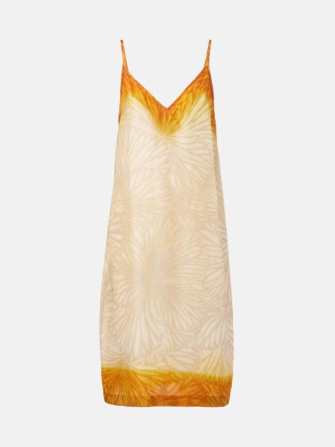 Printed ombré silk slip dress