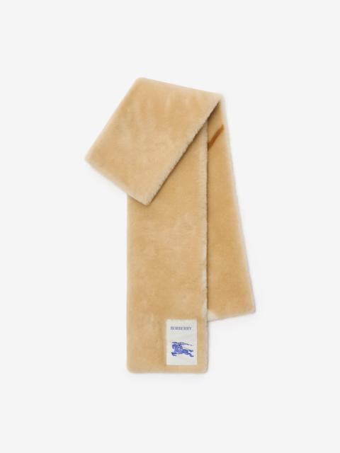 Narrow Check Shearling Scarf