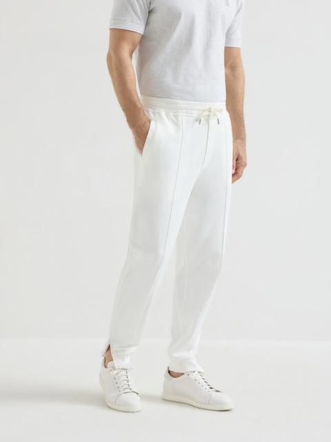 Techno cotton French terry trousers with Crête detail and elasticated zipper cuffs