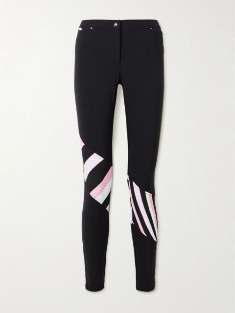 Paneled printed stretch-shell ski pants Black