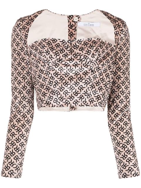 monogram-print bustier corset top