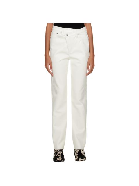 White Criss Cross Leather Pants