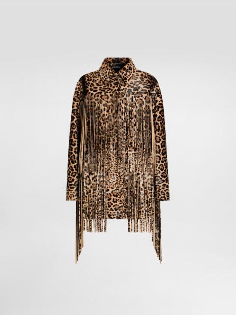 Leopard-print fringed jacket