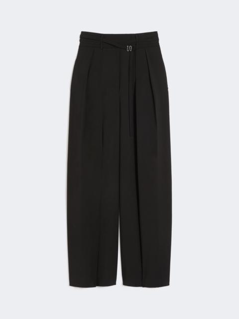 Wide-fit stretch wool trousers - BLACK