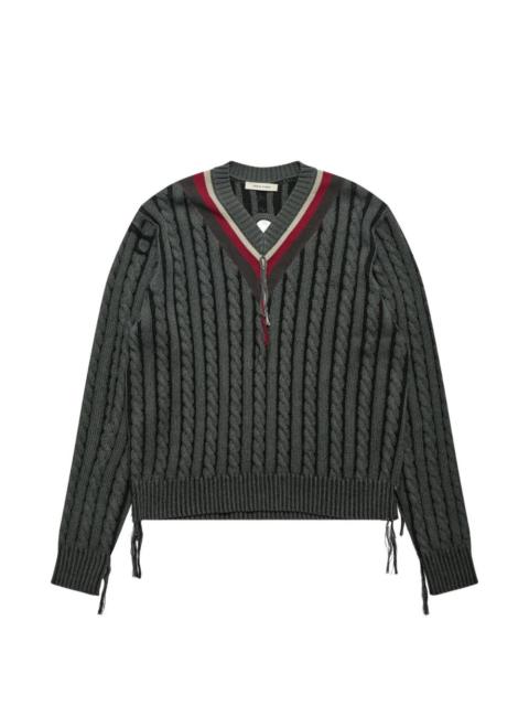 cable-knit tassel-detail sweater