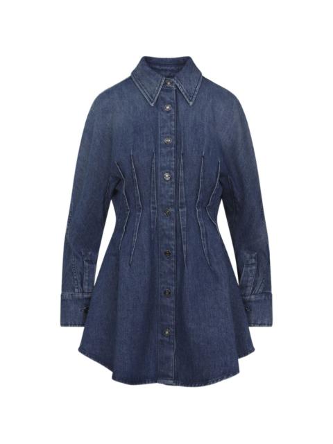buttoned collared denim mini dress