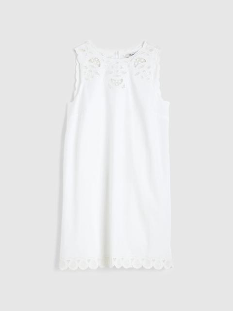 Embroidered Mini Shift Dress in Poplin