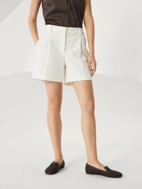 Cotton and linen cavalry formal shorts with monili