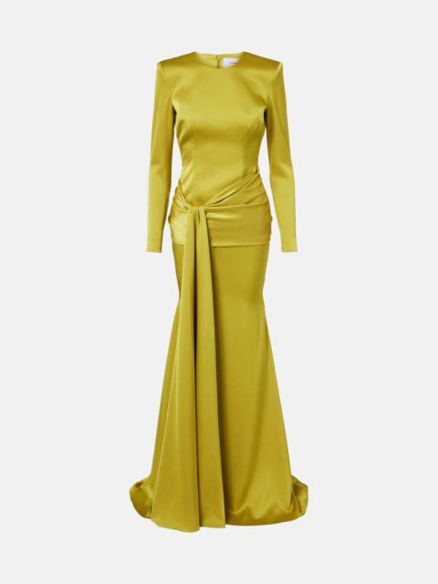 Draped sash satin crêpe gown