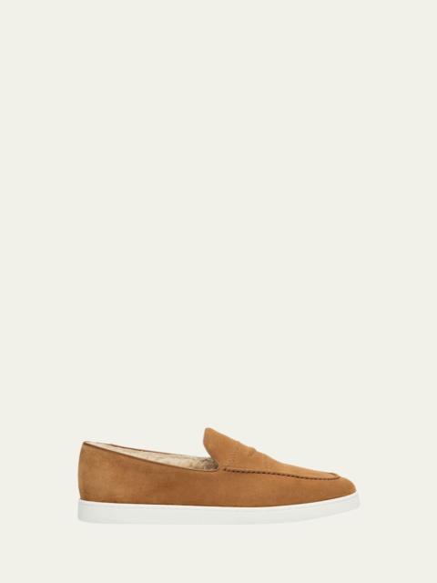Men's Pebbles Shearling-Lined Suede Loafers
