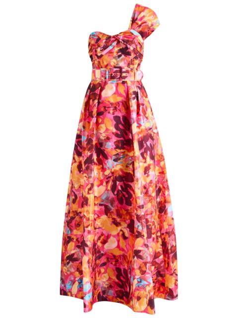 Rebecca Vallance Gardenia Floral-printed Moiré Gown