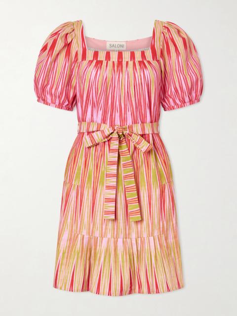 Yashi Belted Printed Cotton Mini Dress