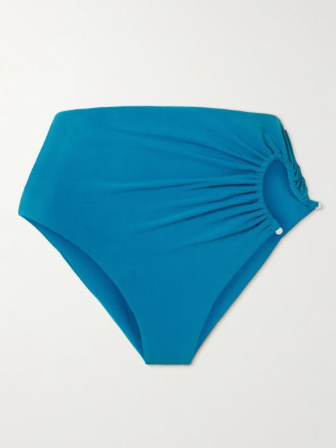 Crescent Embellished Cutout Ruched Bikini Briefs