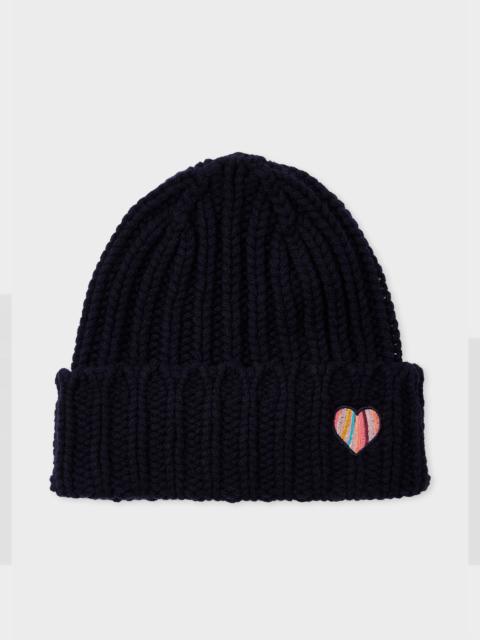 Women's Navy Blue 'Swirl' Heart Beanie Hat