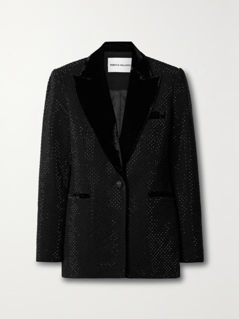 Priscilla Velvet-trimmed Crystal-embellished Crepe Blazer