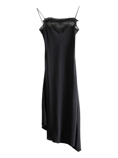 laced asymmetric midi dress