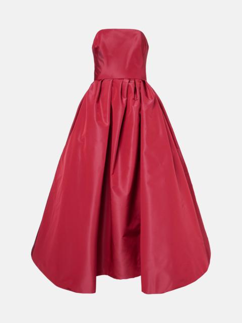Strapless belted silk cocktail dress