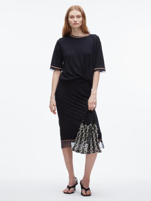 French Tuck Knit Dress with Organza