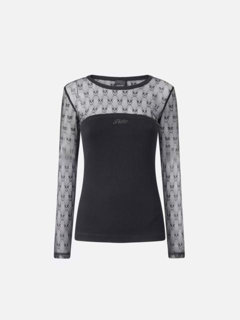 JERSEY SWEATER WITH LOVE BIRDS LOGO LACE