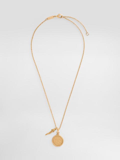 Necklace with medal and horn